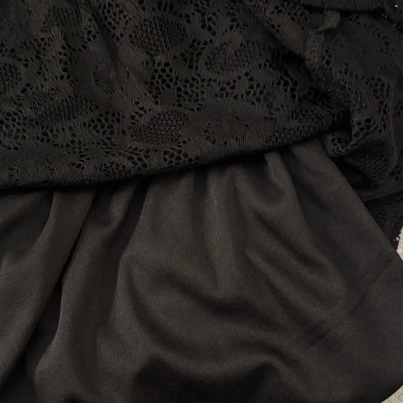 EUC Torrid Elegant Black Ruffle Midi Skater Dress size 3 LBD Little Black Dress - Picture 7 of 9